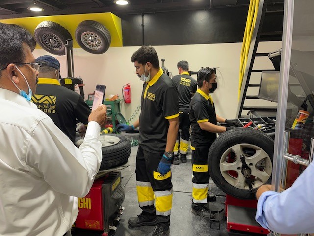 Wheel Balancing in Progress